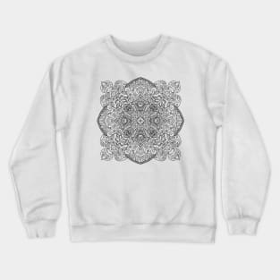 Abstract whales symmetrical motif. Hand drawn decorative element. Black mandala Crewneck Sweatshirt